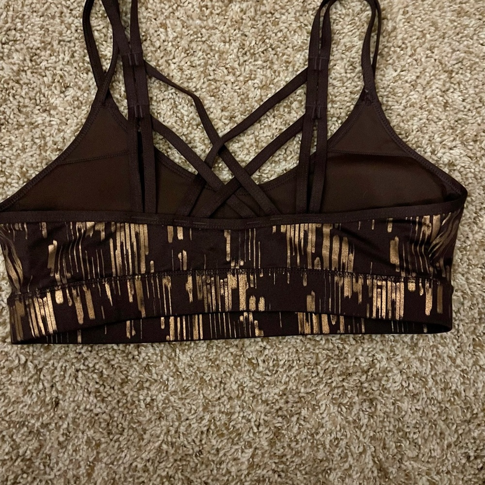 🍂🍁🥾🌕JoyLab Gold Foil & Brown Strappy Sports Bra - Picture 4 of 5
